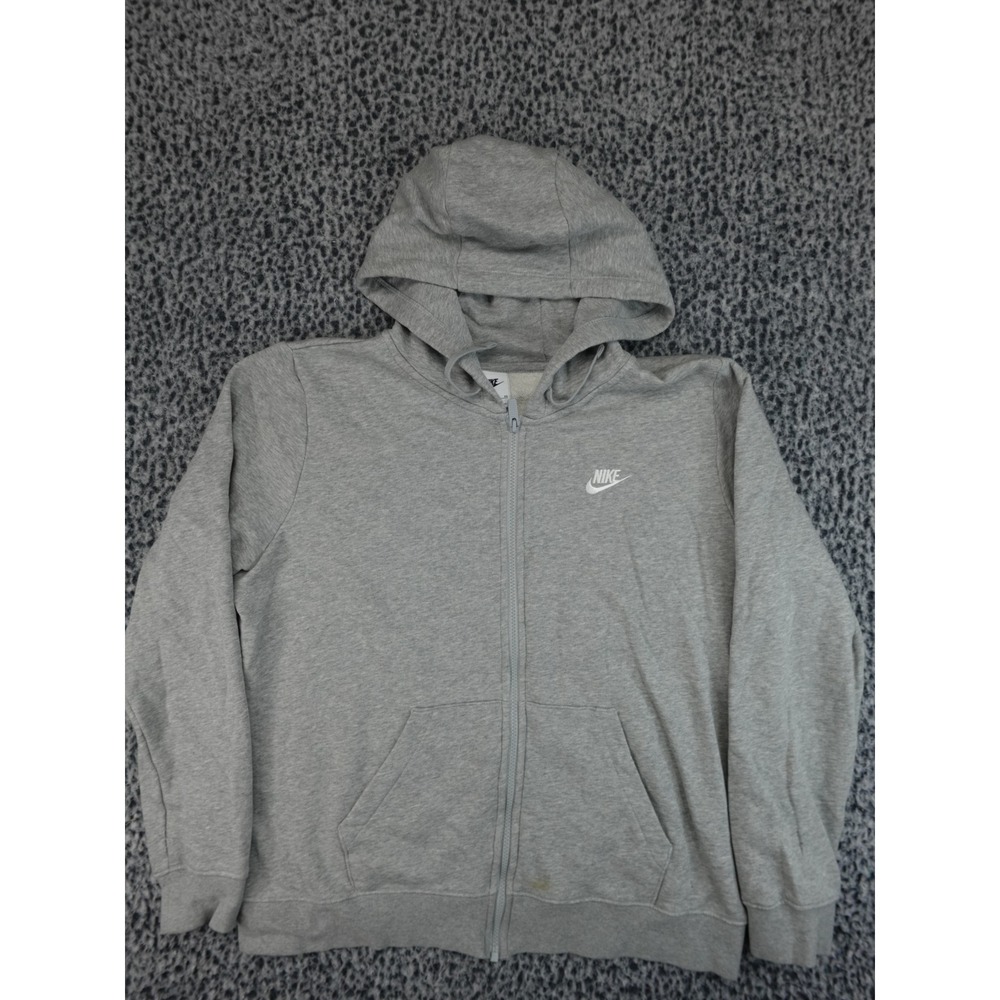 Nike Full Zip Hoodie Mens XL Gray Sportswear Fleece Embroidered Logo Classic